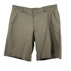 Under Armour Golf Shorts Mens 38 Pre-Owned Olive Green Pinstripe‎ HeatGear Loose